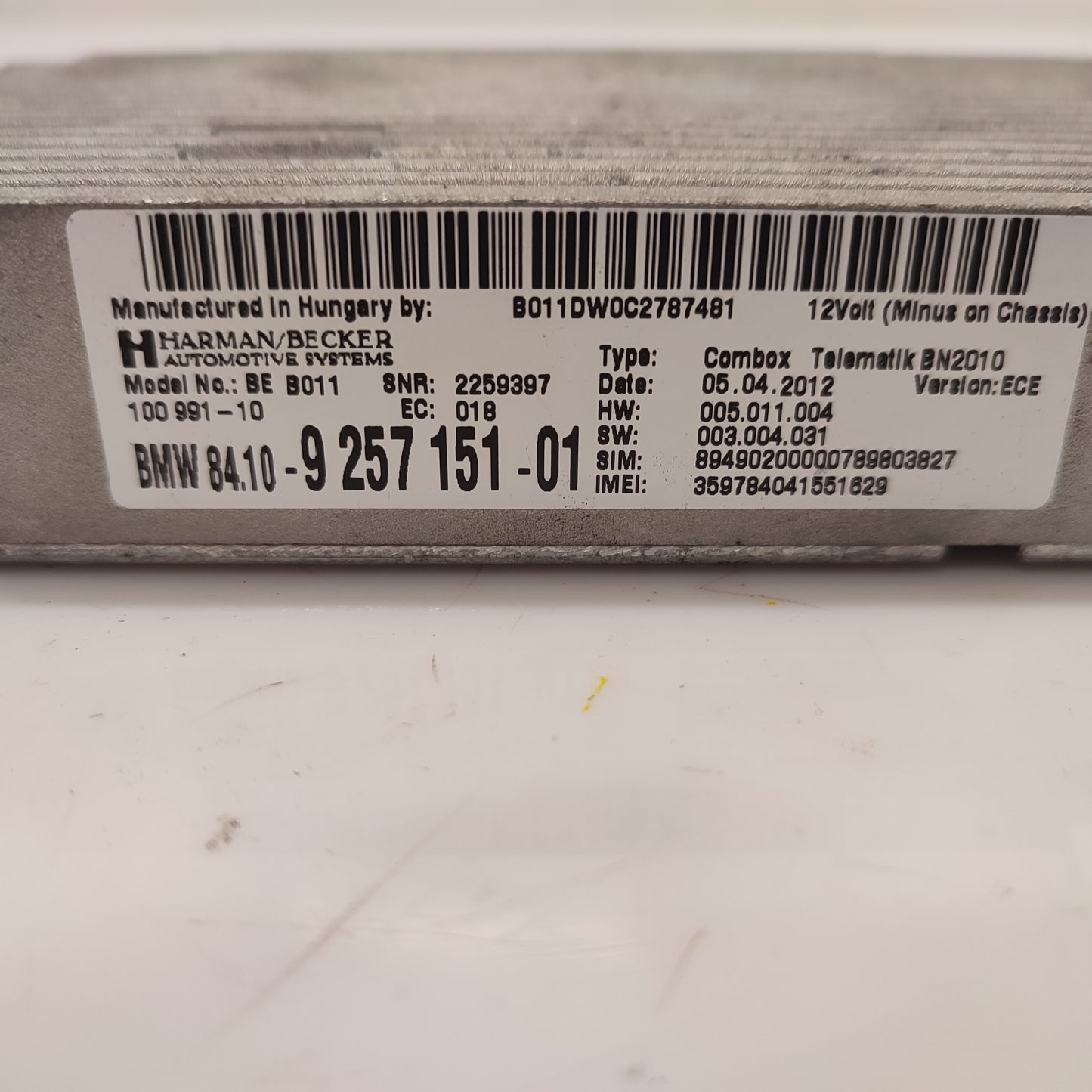 BMW Série 1 F20 F21 – Module Communication Bluetooth Réf. 9257151 – Occasion Garantie 3 Mois